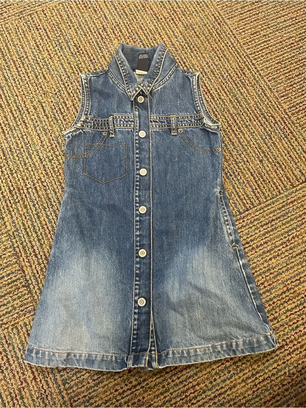 GAP Girls Denim Button-Front Dress - Blue